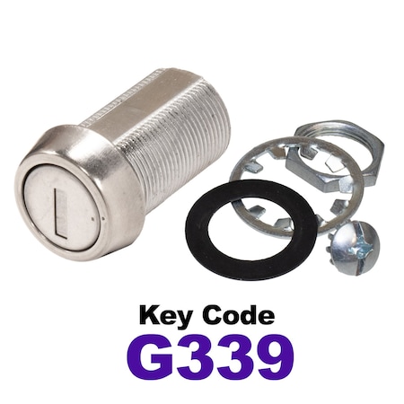 Global RV SS Compartment Lock, Cam/Blade Style, 1-1/8in Threaded Barrel, Blades not Included, Keyed to G339 CLB-339-118-SS